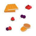 cookies, waffles and berries on a white background can be edited and combined at your discretion